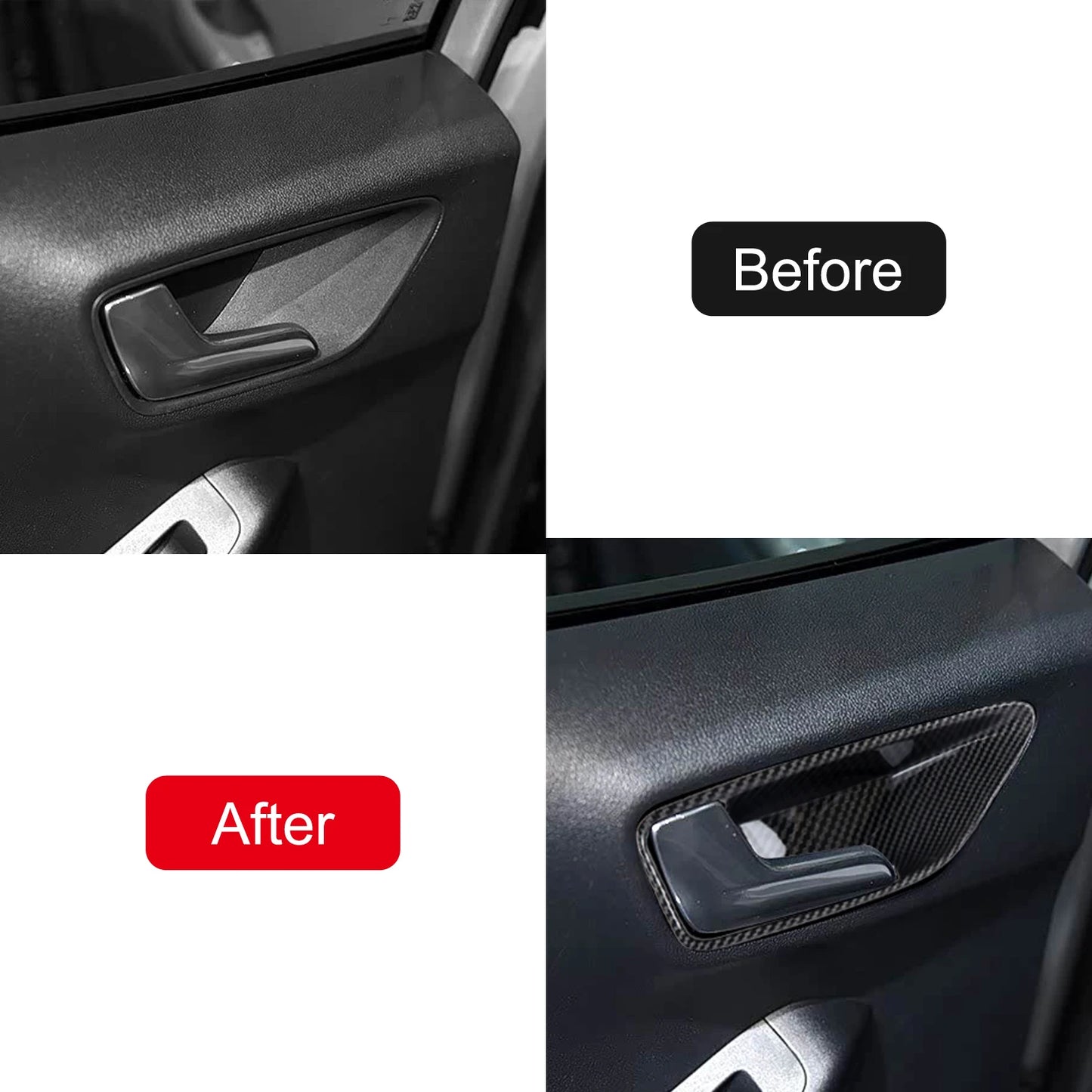 For Ford Puma 2019-2025 Car Inner Door Handle Cover Trim Decor Overlay ABS Carbon Fiber Style Interior Accessories 4PCS