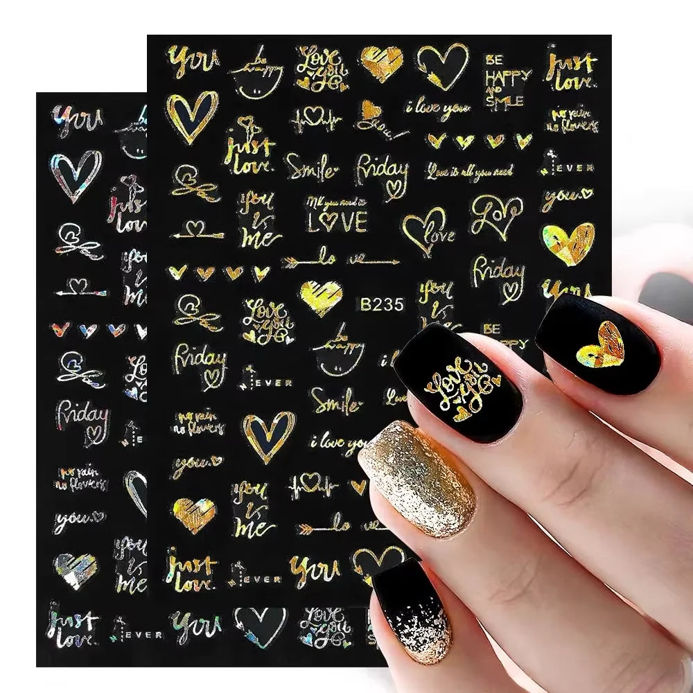 2Sheets French Gradient Line Nail Art Stickers 3D Self-Adhesive White+Black Slider Design Stencil Manicure Guides DIY Nail Decor