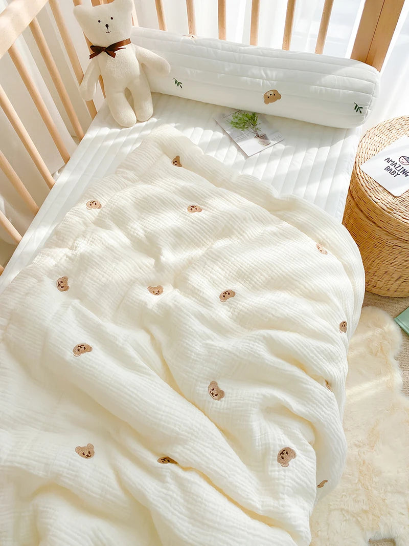 Baby Quilt Cartoon Bear Bunny Newborn Nap Quilts Soft Cotton Infant Blanket Spring Fall Winter Swaddle Wrapped Bedding 100*120CM