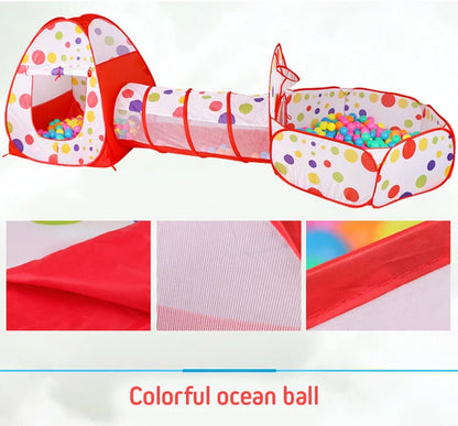IMBABY 3 in 1 Ball Pool Folding Tent Tunnel for Children Ball Pit Playpen Crawling Tunnel Playground Corral Demgames Games Fence