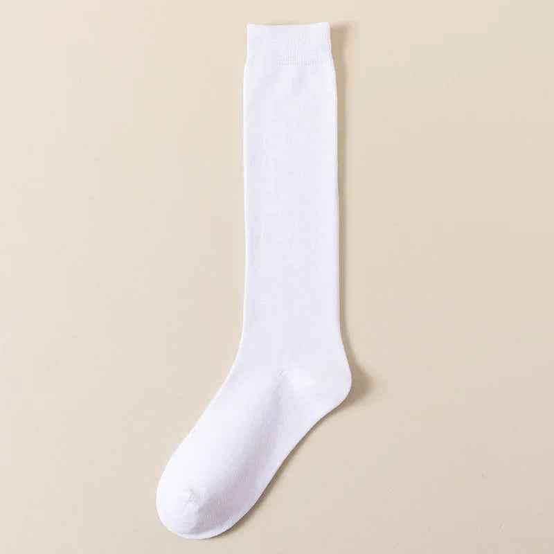 Women Long Socks Ladies Fashion Below Knee High JK Socks Solid Colors Cotton Black Gray White Socks Japanese Trendy Korean Style
