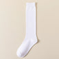 Women Long Socks Ladies Fashion Below Knee High JK Socks Solid Colors Cotton Black Gray White Socks Japanese Trendy Korean Style