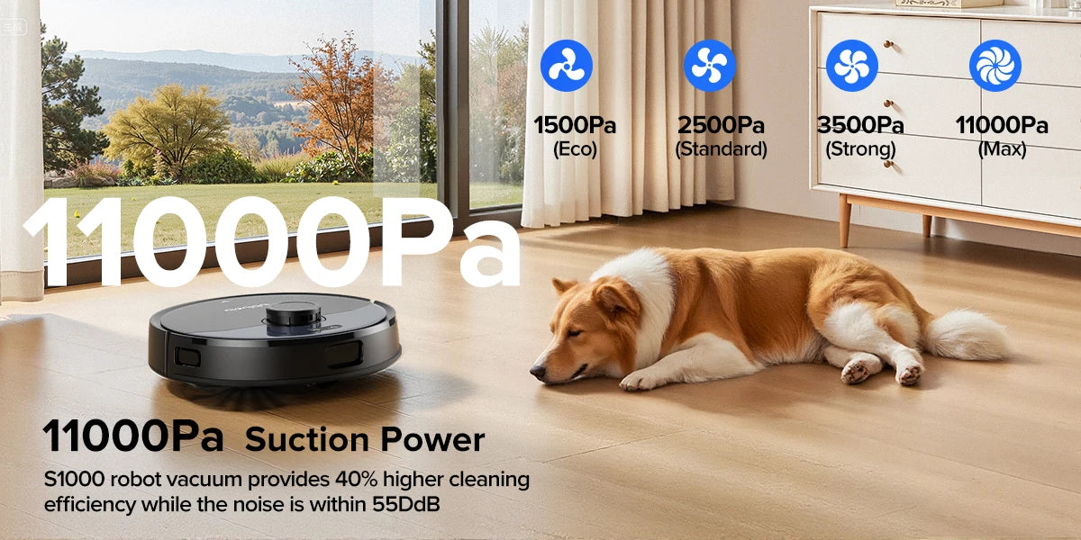 Lubluelu S1000 Robot Vacuum Mop with Self-Cleaning Station 11000Pa 75℃ Hot Water Wash Auto-Dry Carpet Boost Cleaning for Home
