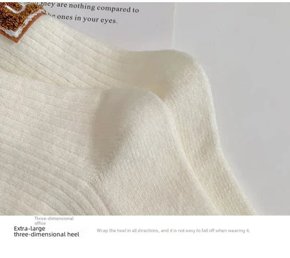 1/3Pairs Winter Thick Warm Padded Socks Solid Color Mid Calf Socks Women’s Casual Embroidered Logo Pile Socks Cold Weather Wear