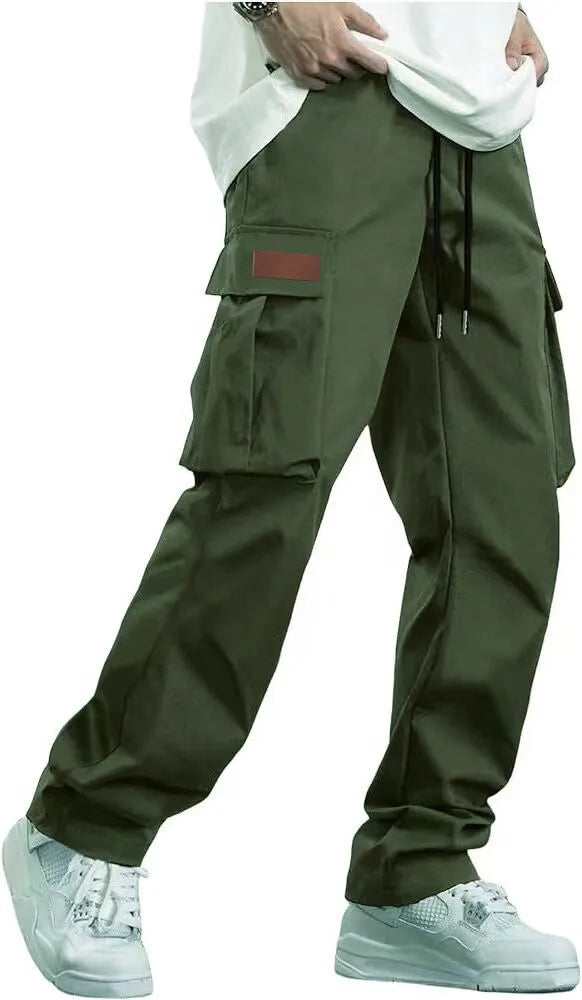 2026Mens Casual Jogger Pants Relaxed Fit Cargo Pants Drawstring Sweatpants Hiking Outdoor Twill Sport Pants