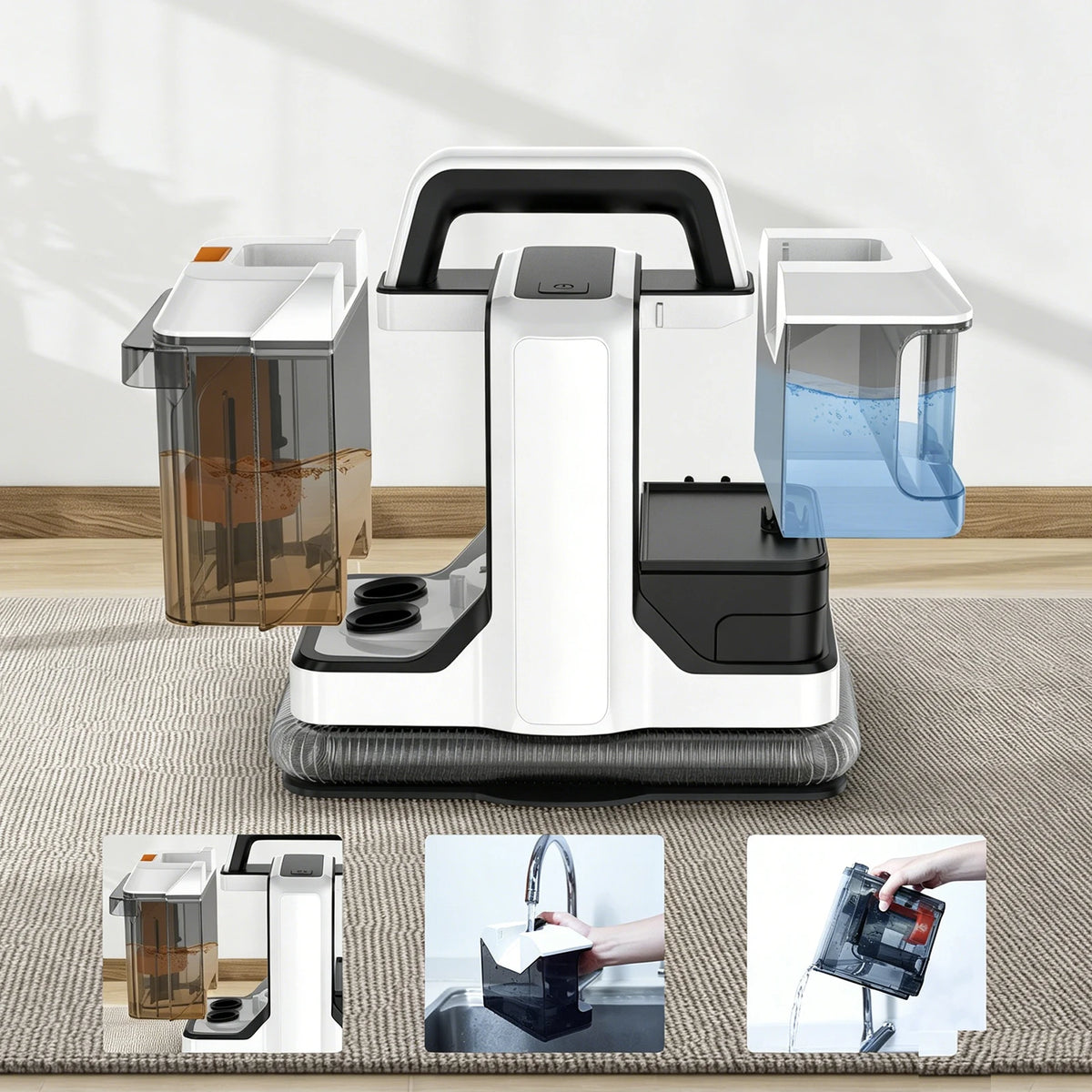 Portable Carpet Cleaner Machine 750W 15KPA Multifunctional Handheld Mite Remover Sofa Carpet Wet Cleaner for Sofa Car Seat