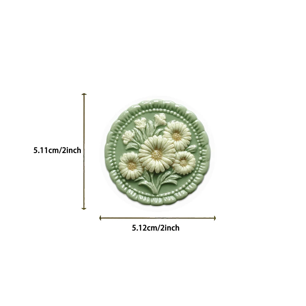 10/30/50pcs Vintage Wax Seal Stamp Aesthetic Stickers Transparent PET Decals DIY Scrapbook Phone Guitar Butterfly Flower Sticker