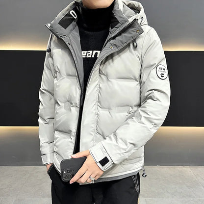 Hip Hop Men's Lightweight Hooded Down Jackets Winter Fashion Windbreaker Thick Warm Coats Outdoor Sport White Duck Down Jacket