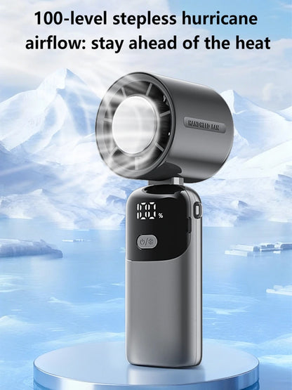 Lenovo Portable Fan Handheld Cooling Fan 100 Levels Foldable Rechargeable Strong Wind Air Cooler Digital Display Long Battery