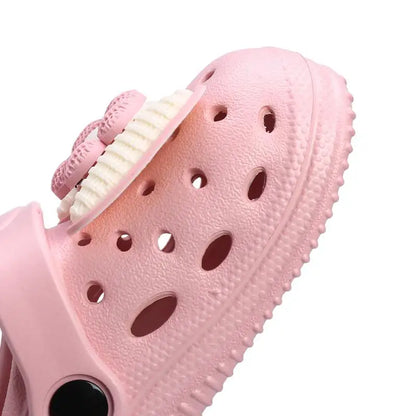 New Children's Slippers Summer Handmade DIY Cartoon Bow Sandals for Girl Flip Flops Non-Slip Garden Beach Shoes