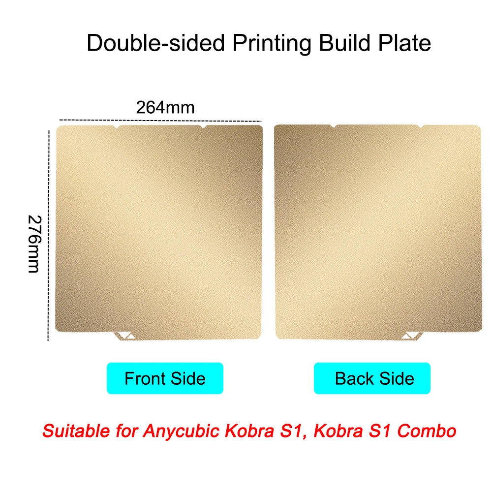 For Anycubic Kobra X, S1 S1C Build Plate Double Sided PEO PET PEY PEI Sheet Spring Steel Sheet for Anycubic Kobra S1 Combo Bed