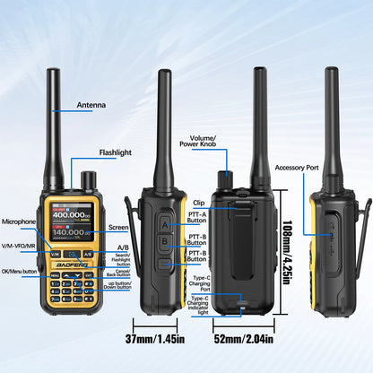 BAOFENG UV-5R Mini Full Band Walkie Talkie Bluetooth Programming Wireless Copy Frequency Type-C Long Range Ham Radio for Camping