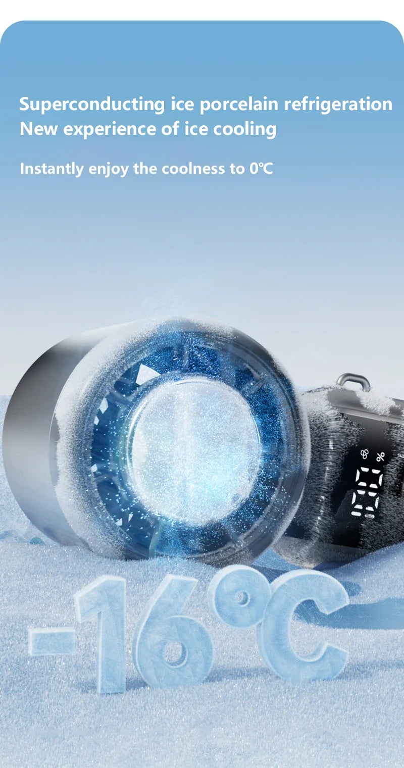 New Ice Cooling Handheld Fan 100 Speeds Turbo Portable USB Desk Fan Foldable/Hangable for Outdoor Fast Chill Ice Compress