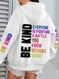 Be Kind Hoodies Women Letter Prints Winter Fleece Warm Hooded Street Pocket Loose Sweatshirts Casual All-match Woman Clothes