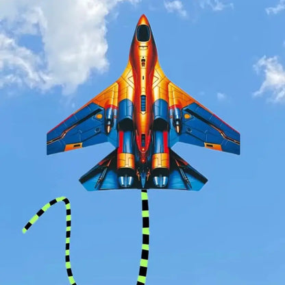 HTMCK Fighter Jet Kite 45cm Large Plane Kite With 100m Line Handle Outdoor Sport Flying Kites For Kids Adults Beach Park Easy To