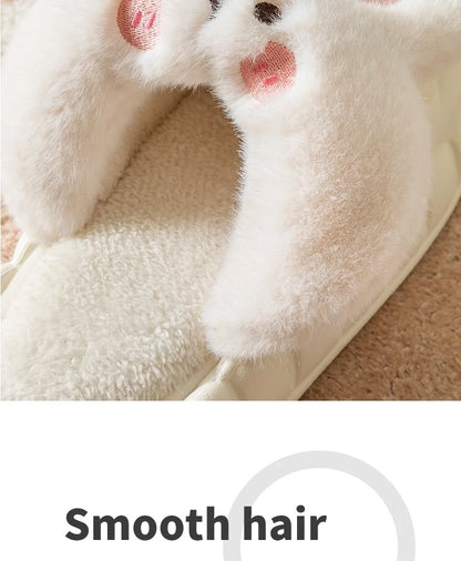 Mo Dou 2022 Winter Warm Women Slippers Waterproof Vamp Cute Rabbit Bear Decoration Indoor Outdoor Shoes Soft Plush Men Slippers