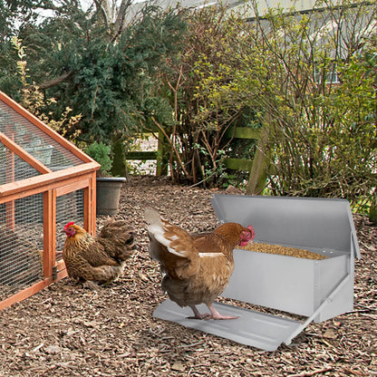 10kg Pedal‑Operated Automatic Chicken Feeder Galvanized Steel Rain‑Resistant Poultry Feeder Prevent Rodents Wild Birds Stealing Feed For Backyard Farm