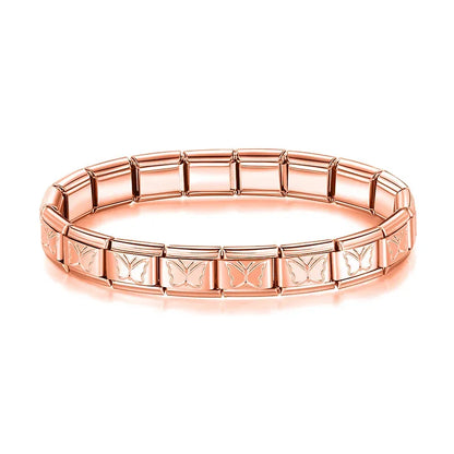 Hapiship 2024 Women's Jewelry 9mm Width Itanlian Elastic Star Heart Butterfly Charm Bracelet Fashion Stainless Steel Bangle ST-