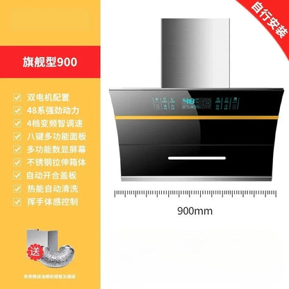 220V Haotaitai Double Motor Range Hood Kitchen Strong Suction Auto Clean Side Suction BBL