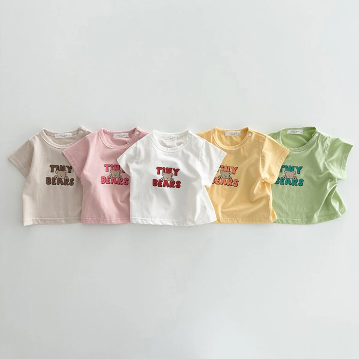 Summer Newborn Infant Baby Girls English Bear Printing Pullover T-Shirt Kids One-Piece Fashion Baby Clothing