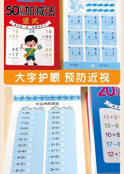 80 Pages Children Addition and Subtraction Book Learning Mathematics Textbook Handwritten Arithmetic Exercise Books for Kid 2-5