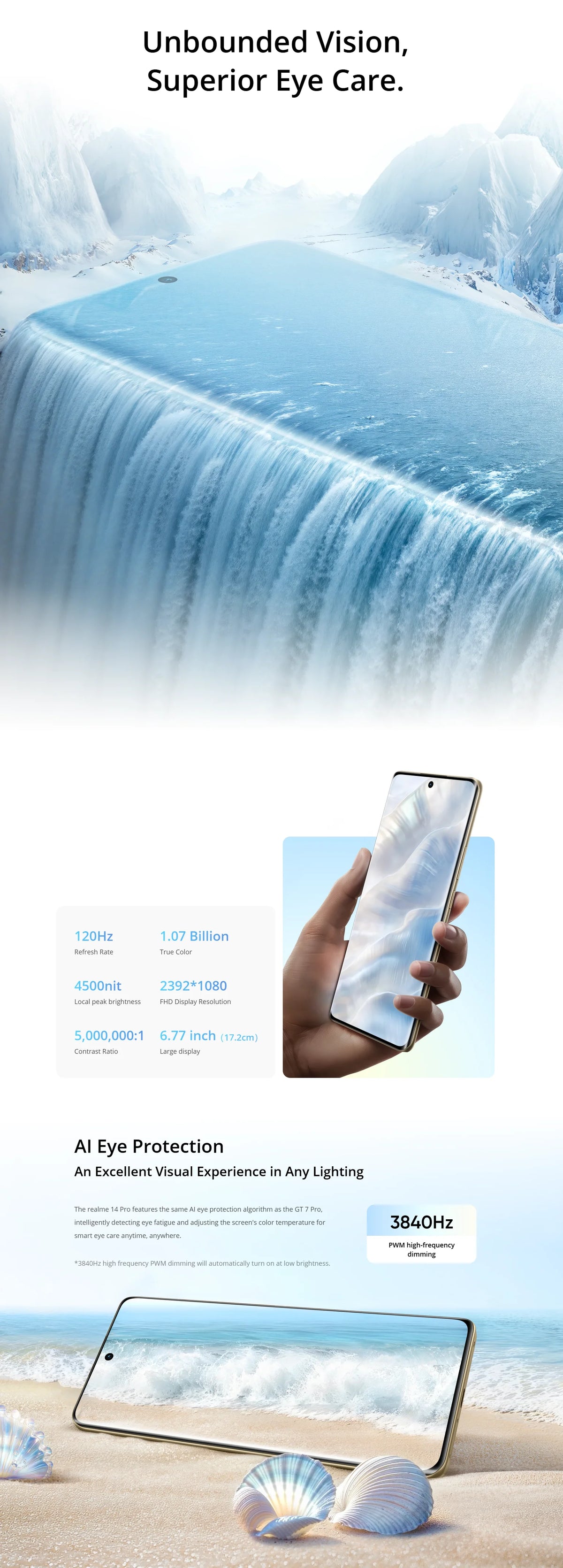 realme 14 Pro 5G European Version 50MP Sony IMX882 OIS Camera Dimensions 7300mAh Battery 120Hz Curved Vision Display IP69