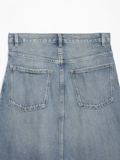 Women'sAsymmetric Denim Skirt New Spring Casual Mid Waist Pocket Women Lace Skirts Fashion Female Chic Skirts