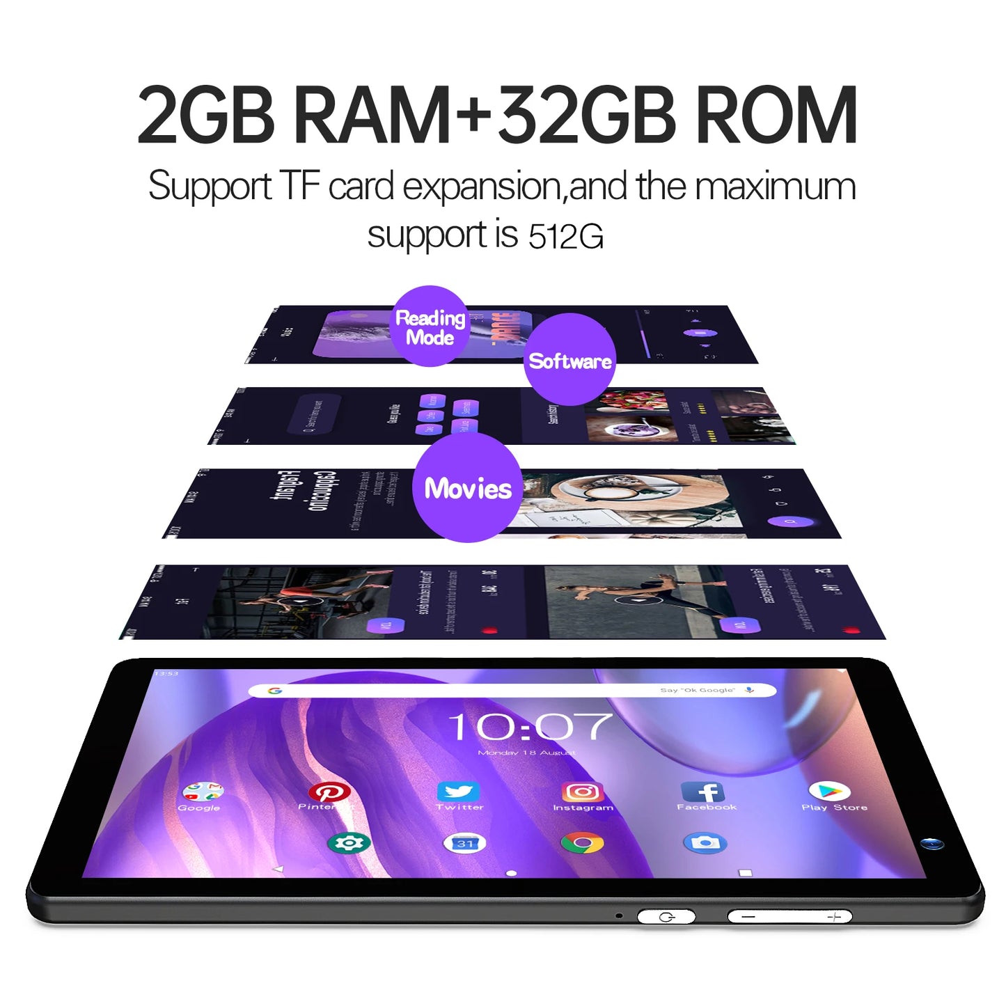 PRITOM 7 Inch Tablet PC 32 GB Android 13 with Quad Core Processor HD IPS Display Dual Camera WiFi with PU Protective Case