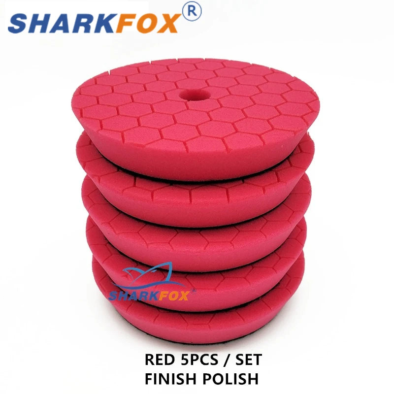 Sharkfox Polishing Pads 3/5/6 Inch Germany Foam Buff Sponge Pads Auto Car Buffing Pad Set for DA/RO Polisher Buffer Tools