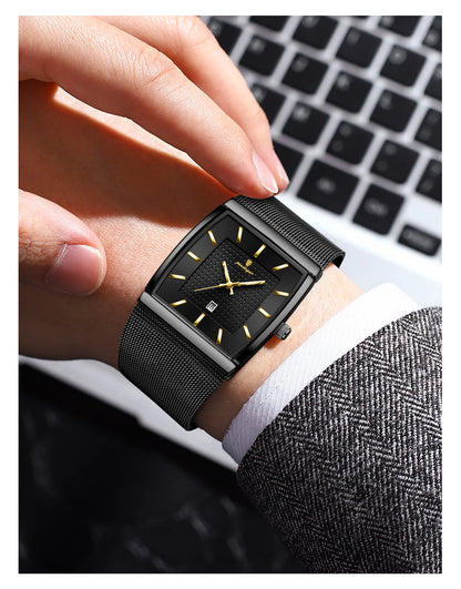 POEDAGAR Top Luxury Men Wristwatch Waterproof Luminous Stainless Steel Mesh Date Man Watch Fashion Business Quartz Men's Watches