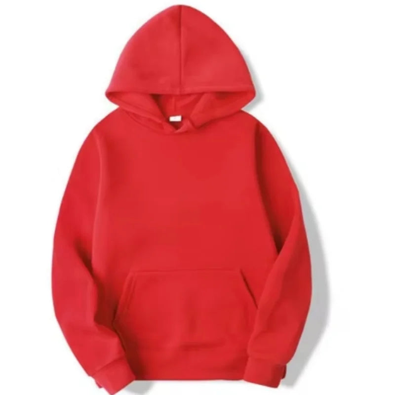 2025 Men's Solid Color Hooded Sweaters Men's Warm Wool Sweater Fashionable Street Clothing Loose  Breathable Jersey Brand Hooded