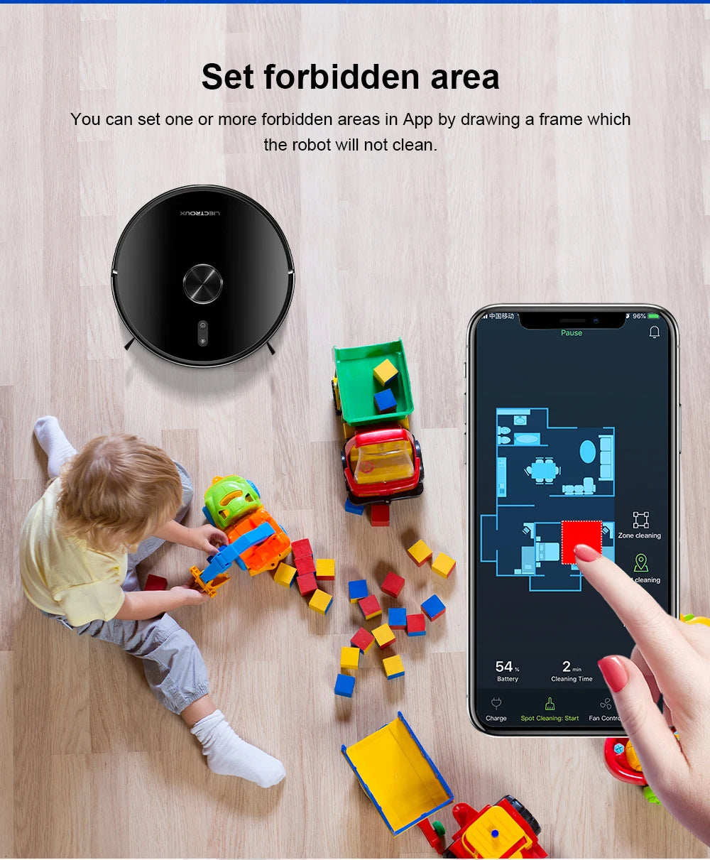 Robot Vacuum Cleaner Liectroux/LILIN X6,Laser System,Multiple-Floor Maps,Restricted Area Setting for Home Carpet Cleaning
