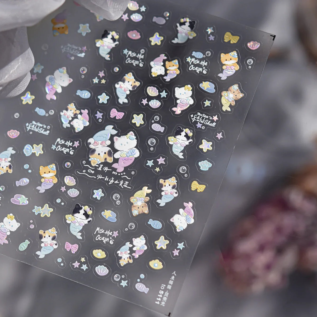 Cute Animal Face 5D Nail Art Stickers Cartoon Cat Bunny Dog Mouse Kawaii Expressions Simple Self Adhesive Manicure Decal DIY