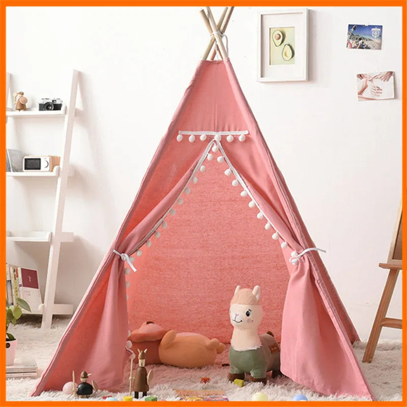 Portable Children Play Tent 1.6m/1.3m Indoor Play House Wigwam Child Tipi Teepee Toddler Ball Pit Castle Play Room for Girls