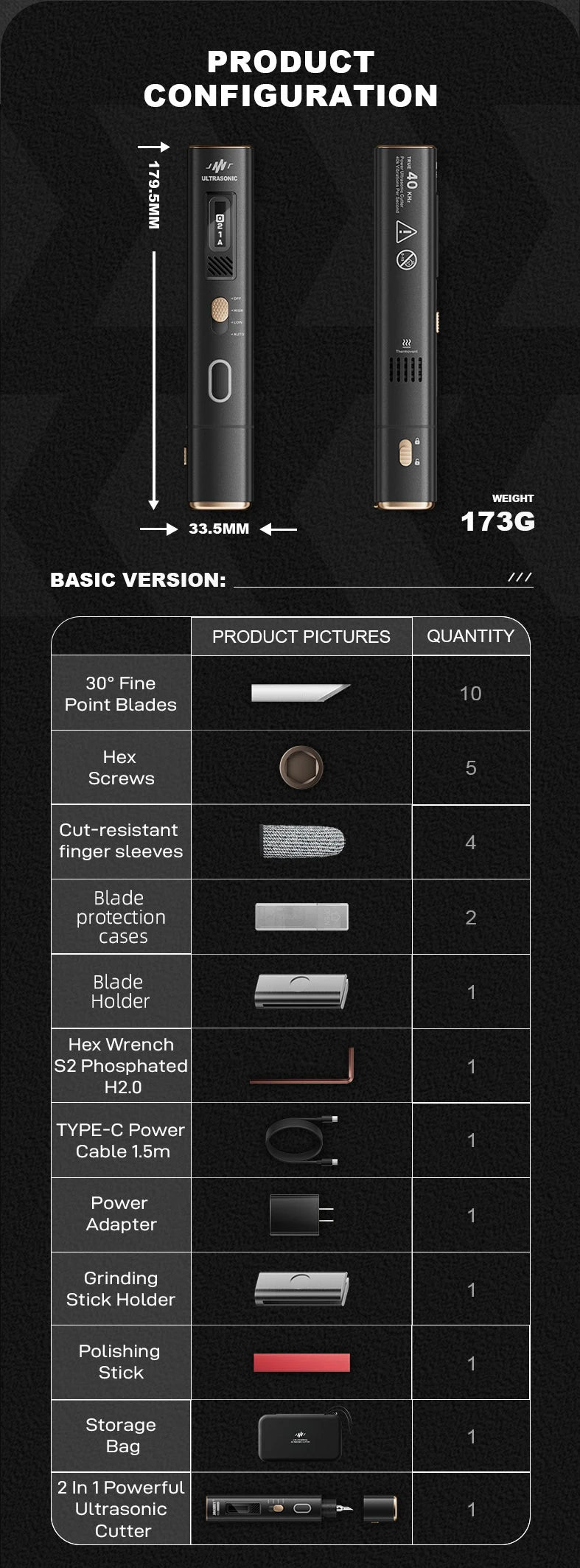 JAKEMY Ultrasonic Cutting Knife Ideal for DIY 3D Printing Cutting High-Speed Carving & Polishing