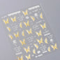 Shiny Jelly Butterfly Charming Golden Gradient Bowknot 5D Self Adhesive Nail Art Sticker Flower Petal Rhinestone Manicure Decals
