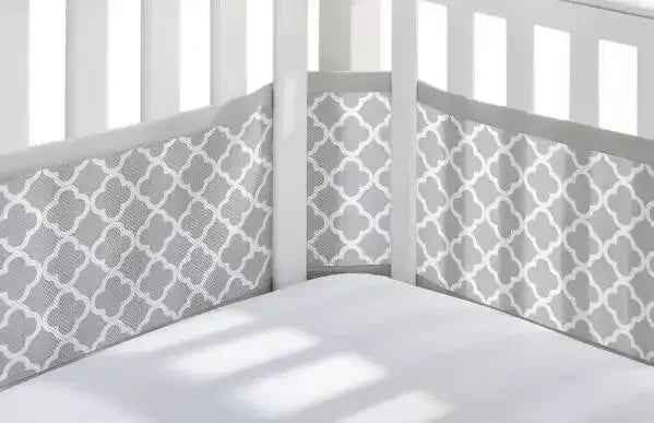 Breathable Mesh Bed Liner 4 Panel Baby Cot Fence Cotton Railing Thicken Bumper One-piece Crib Around Protector Baby Room Decor
