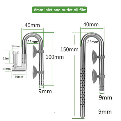 8mm Aquarium Mini Filter Tube Stainless Steel Anti Fish and Shrimp Inlet and Outlet Oil Film Filter Fish Tank Supplies