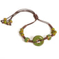 Handmade Glazed Ceramic Peace Buckle Bracelet Adjustable Vintage Boho Jewelry – S02-013