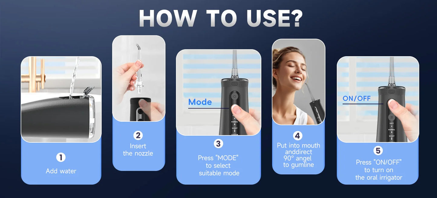 Mornwell F32 Water Floss Oral Teeth Whitening Home Appliance Sonic Water Flosser 260ML Tank Teeth Cleaner Oral Water Jet