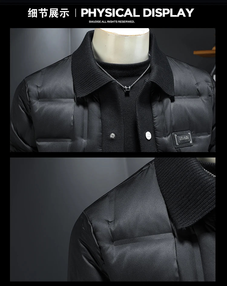 Minglu Autumn Winter Single Breasted Men's Jackets High Quality Solid Color White Duck Down Casual Down Male Coats Plus Size 5XL