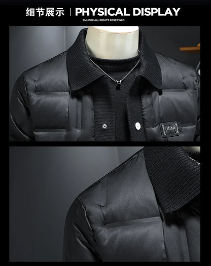 Minglu Autumn Winter Single Breasted Men's Jackets High Quality Solid Color White Duck Down Casual Down Male Coats Plus Size 5XL