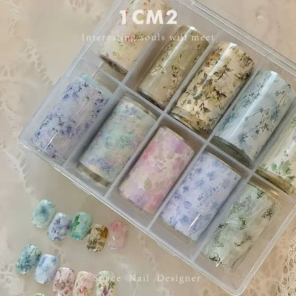 10Rolls Lacce Flower  Nail Foils Transfer Paper  Nail Art Stickers  Manicure Set Decal  Nails Decoration