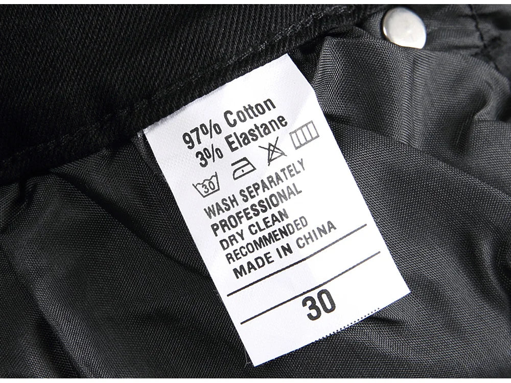 Men Classic Pure Black Jeans All Match Stretch Denim Pants Casual Plus Size Slim Straight Trousers