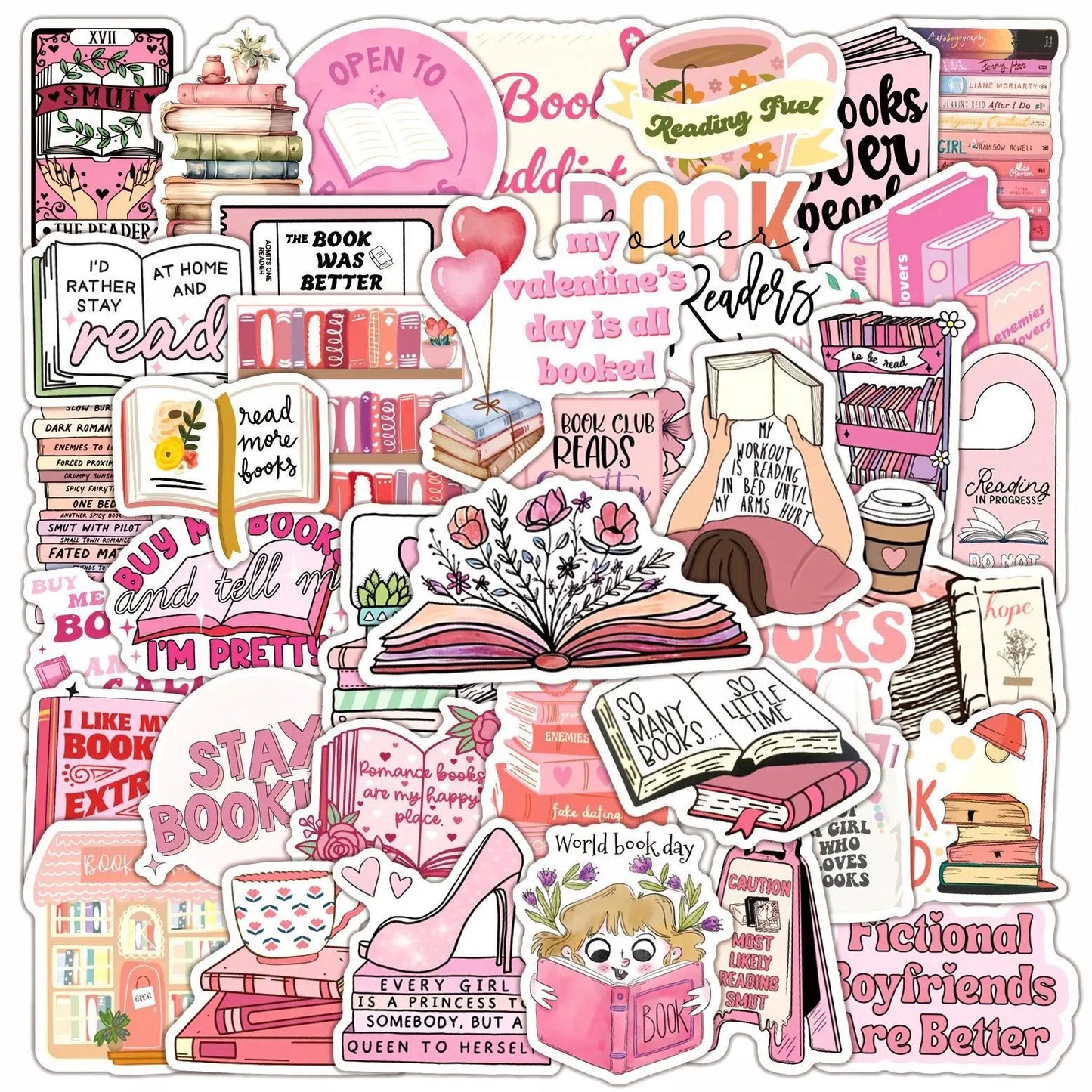 10/50/100pcs Mix Kawaii Smut Bookish Dark Romance Reading Book Stickers Aesthetic DIY Scrapbooking Notebook Laptop Phone Sticker