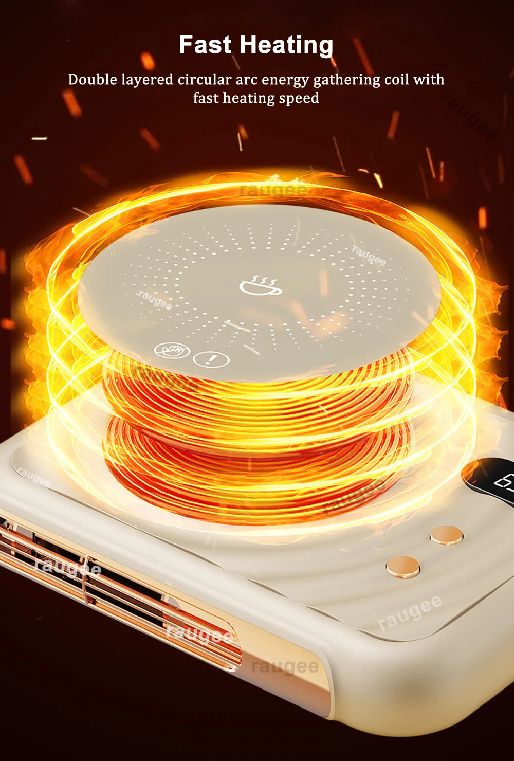 Mug Warmer Electric Cup Warmer Fastest Heating Cup heater with Temperature Display for Coffee Milk Tea Fan Warmer In Winter