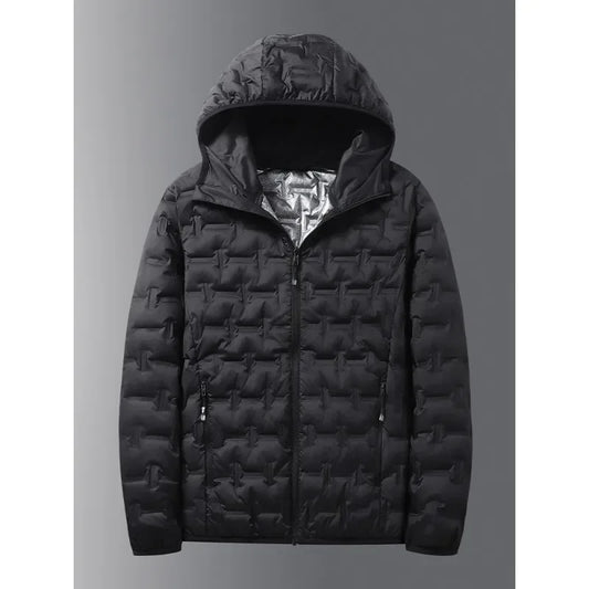 Winter white down jacket men's graphene self heating windproof pleated hooded down jacket casual warm down jacket men's coat