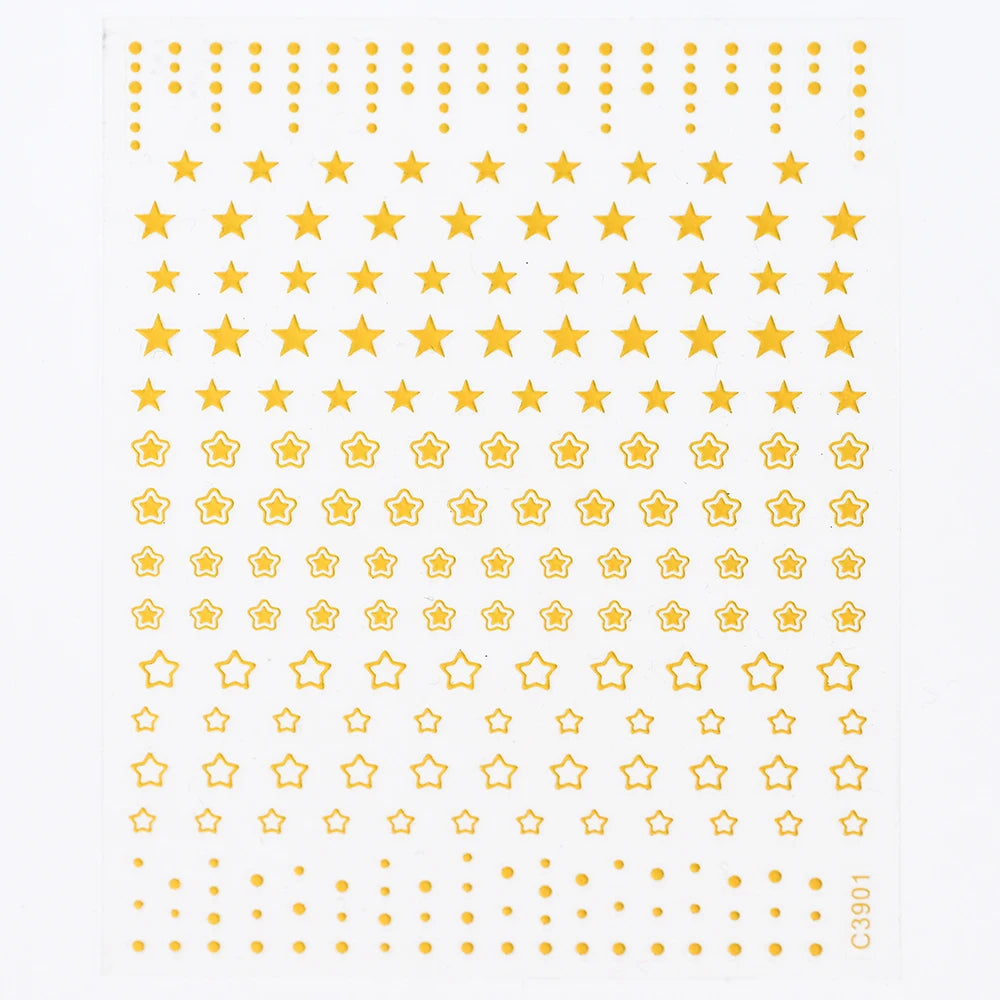 Black White Star 3D Nail Art Sticker Y2K Pentagram Self-Adhesive Decals Laser Shiny Glitters Starlight Manicure Ornaments Slider