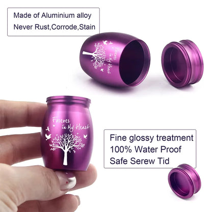 Hot Sale 7 Colors Tree of Life Design Cremation Urn Pet Memorials and Gifts Mini Made of Aluminum Alloy Urns