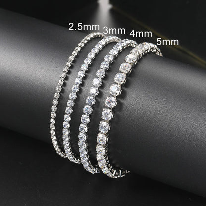 Hip Hop Iced Out 3/4/5mm Crystal Tennis Bracelet for Men Homme Trendy Punk Zirconia Men's Chain on The Hand Streetwear Jewelry
